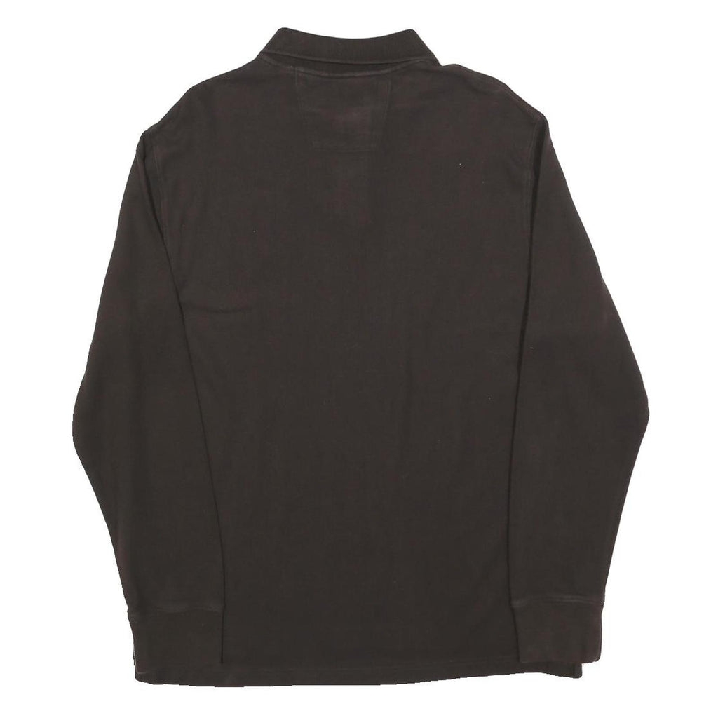 NAUTICA Mens Black Long Sleeve Plain Polo Shirt M Cotton Blend Classic Comfort
