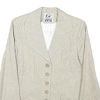 INFO Womens Cream Wool Blend Button Jacket XXS Woven Classic Blazer Elegant
