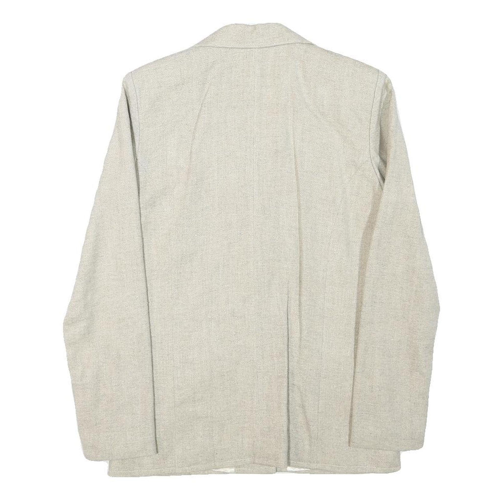 INFO Womens Cream Wool Blend Button Jacket XXS Woven Classic Blazer Elegant