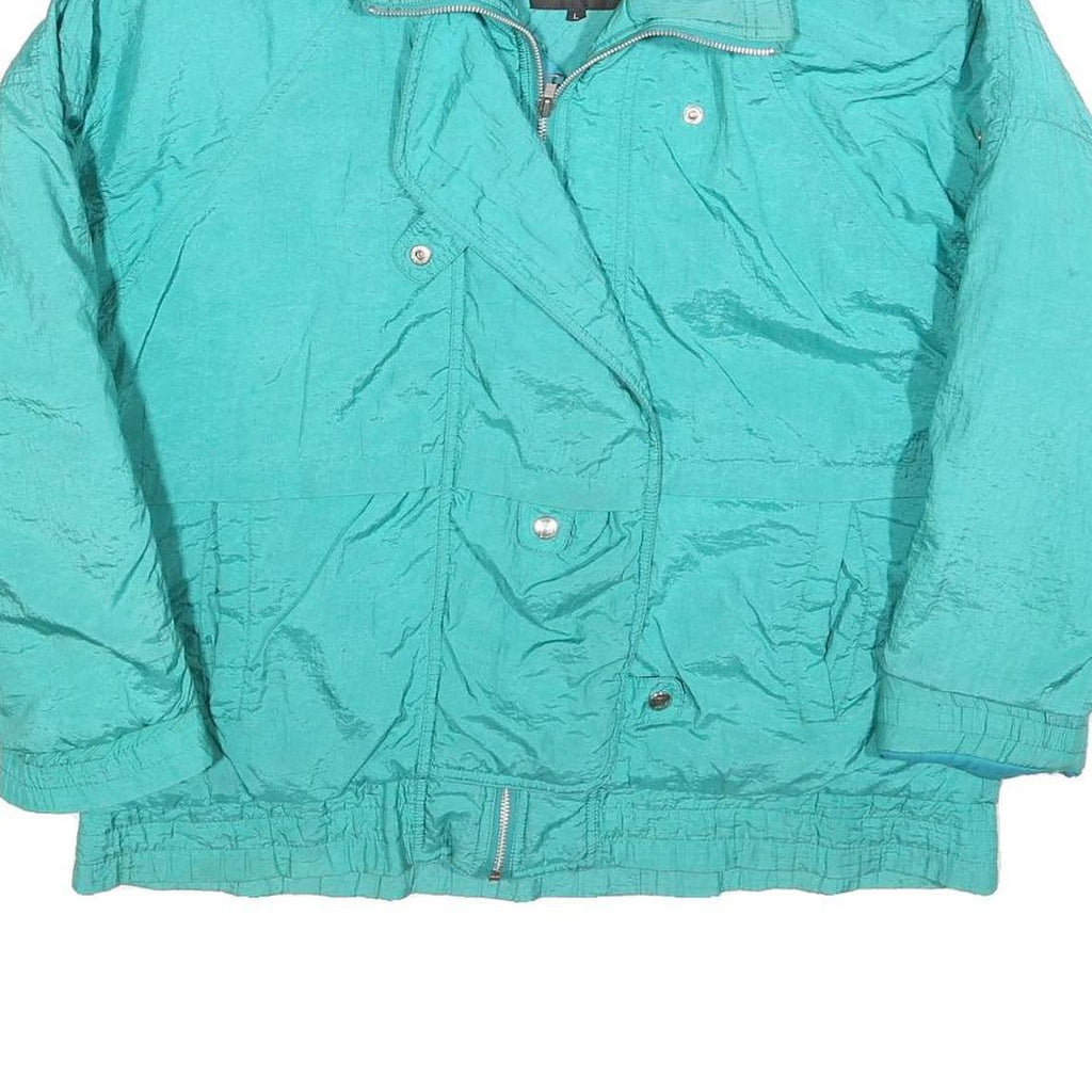ANDY JOHNS Womens Turquoise Nylon Jacket L Zip Casual Lightweight Outerwear