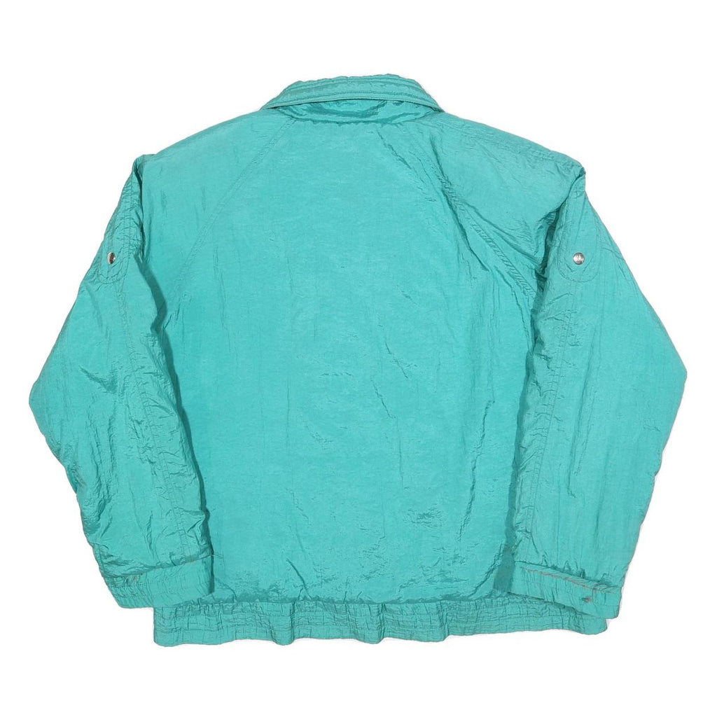 ANDY JOHNS Womens Turquoise Nylon Jacket L Zip Casual Lightweight Outerwear