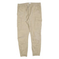 H&M Mens Slim Fit Beige Cargo Trousers W36 L30 Drawstring Cotton Blend Casual