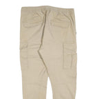 H&M Mens Slim Fit Beige Cargo Trousers W36 L30 Drawstring Cotton Blend Casual