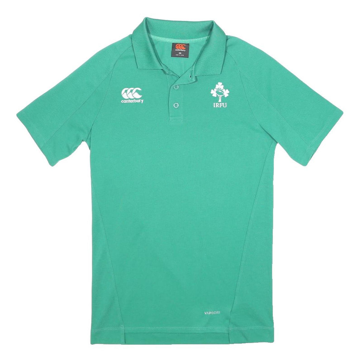 CANTERBURY Mens Green IRFU Logo Short Sleeve Polo Shirt XS Rugby Cotton Blend
