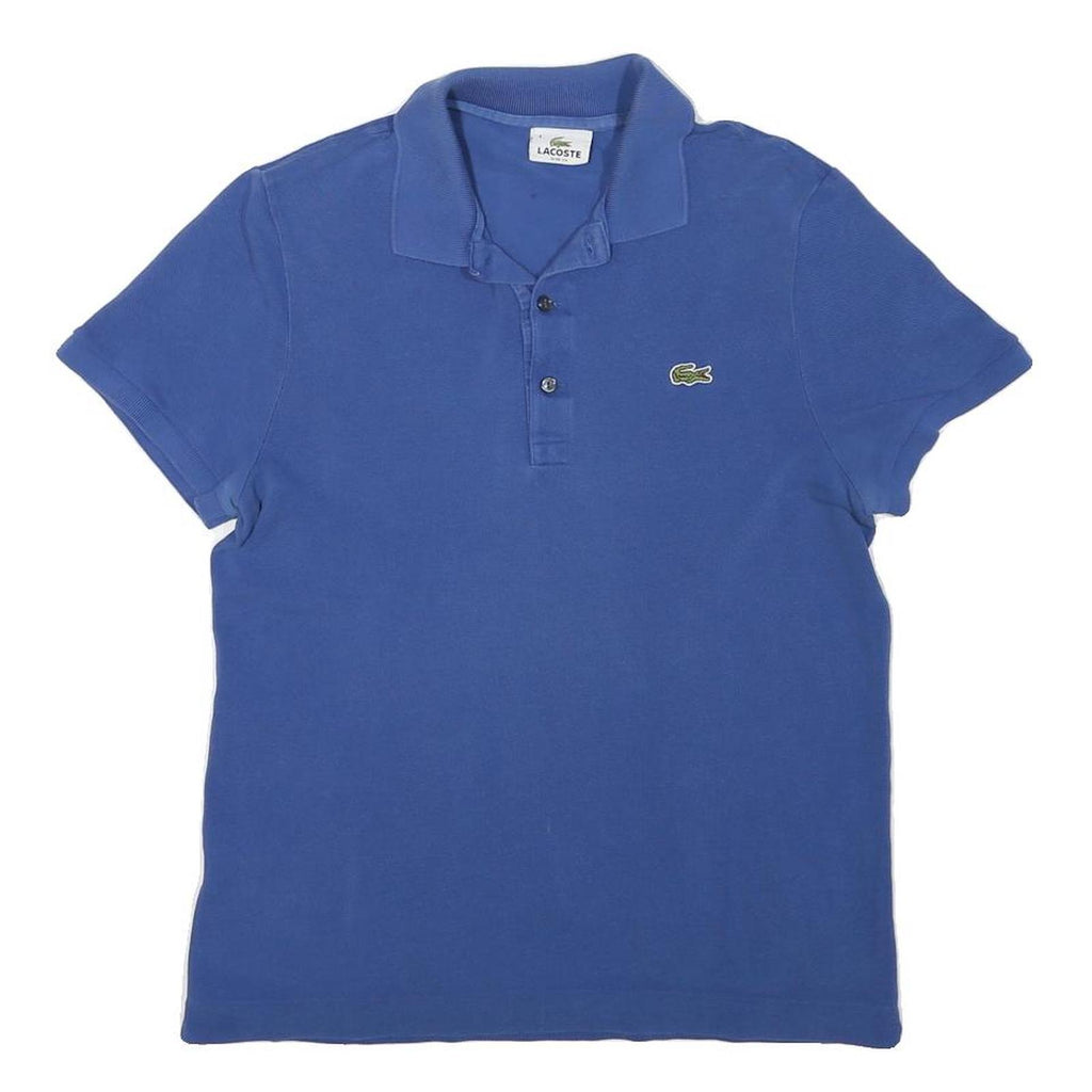 LACOSTE Mens Blue Cotton Blend Short Sleeve Polo Shirt M Casual Classic