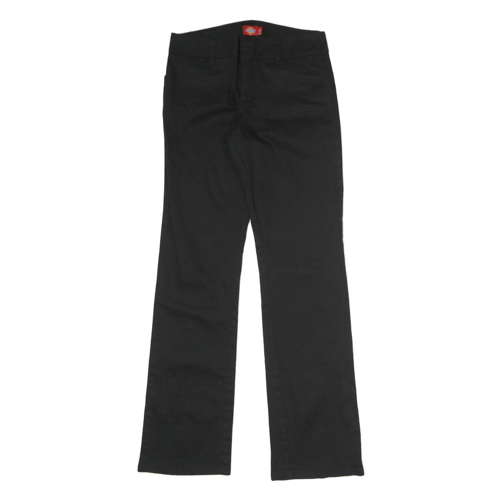DICKIES Womens Black Cotton Blend Regular Straight Trousers W28 L31 Workwear Zip