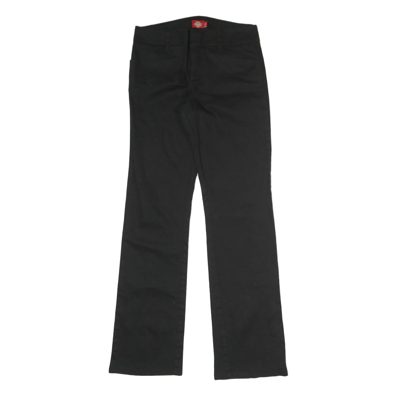 DICKIES Womens Black Cotton Blend Regular Straight Trousers W28 L31 Workwear Zip