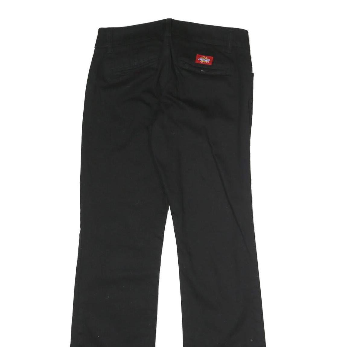 DICKIES Womens Black Cotton Blend Regular Straight Trousers W28 L31 Workwear Zip