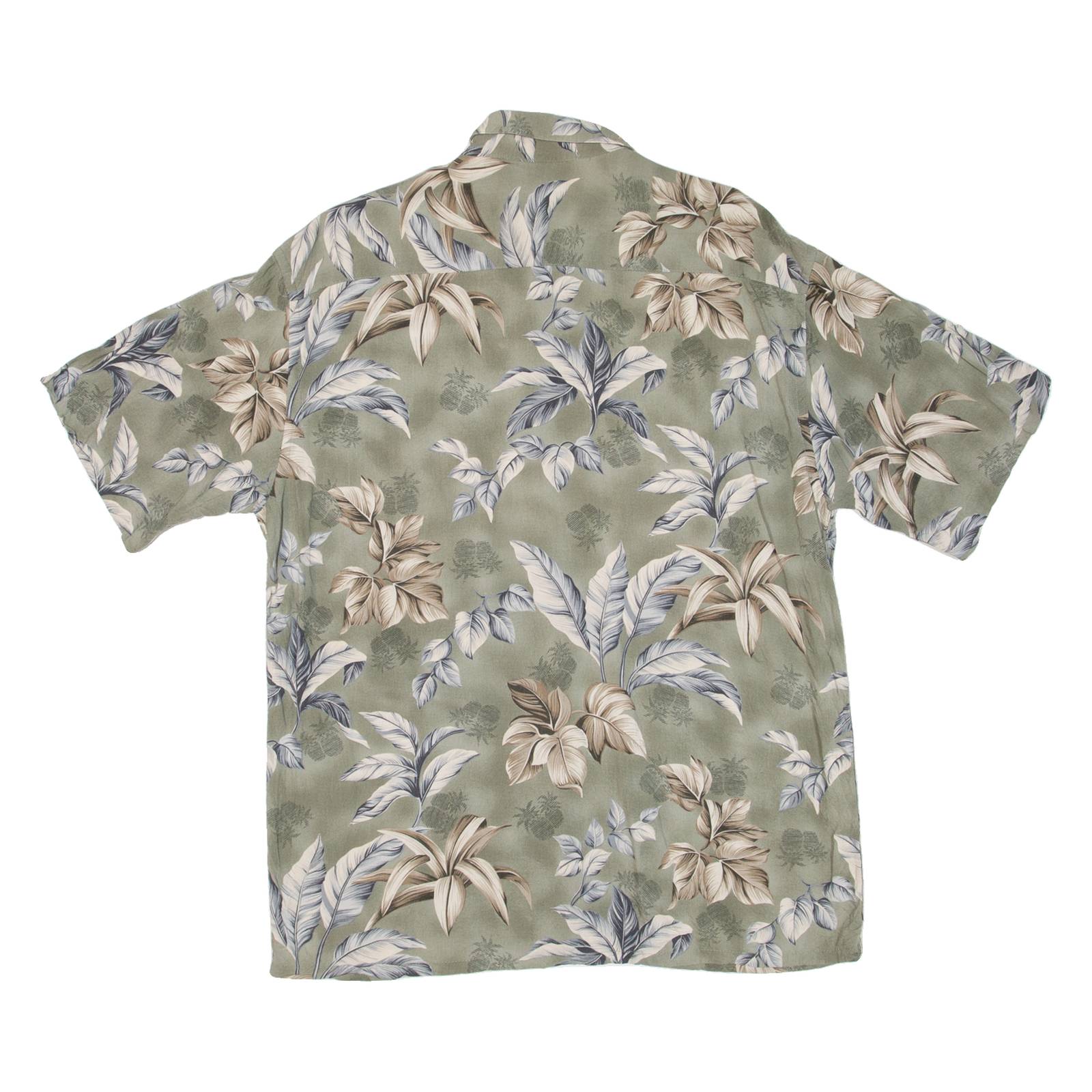 PIERRE CARDIN Mens Hawaiian Shirt Green Floral L