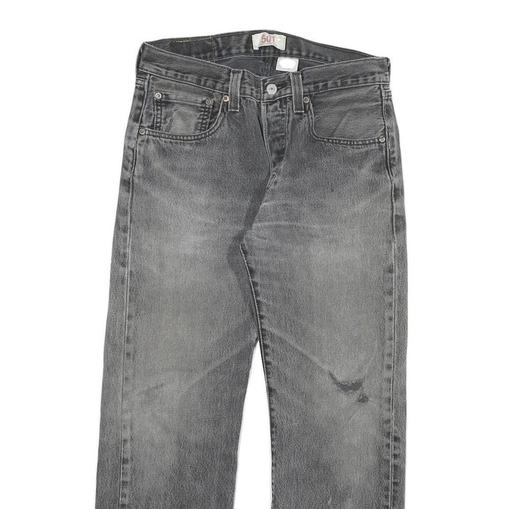 LEVI'S 501 Mens Jeans Grey Regular Straight Denim Medium W28 L26 Classic Button