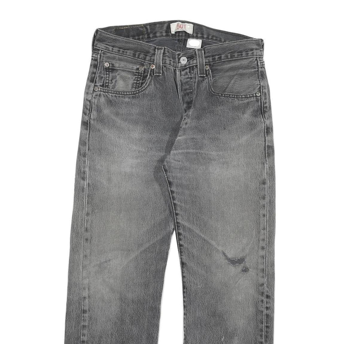 LEVI'S 501 Mens Jeans Grey Regular Straight Denim Medium W28 L26 Classic Button