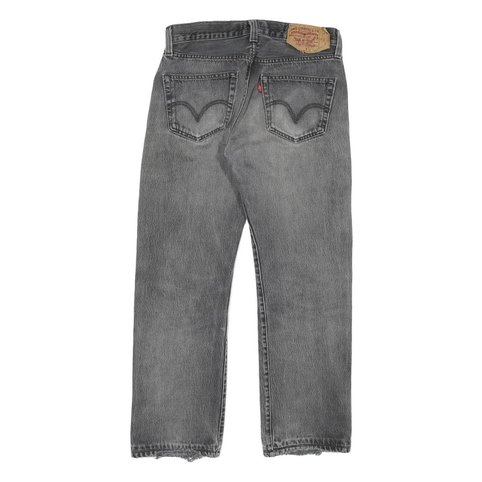 LEVI'S 501 Mens Jeans Grey Regular Straight Denim Medium W28 L26 Classic Button