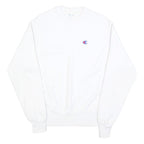 CHAMPION REVERSE WEAVE Mens White Crew Neck S Cotton Sweatshirt Classic Logo