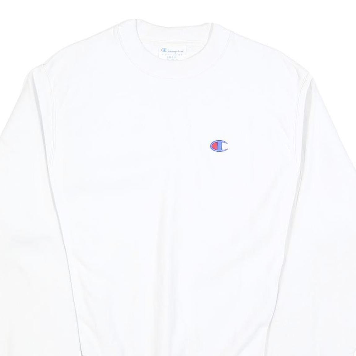 CHAMPION REVERSE WEAVE Mens White Crew Neck S Cotton Sweatshirt Classic Logo