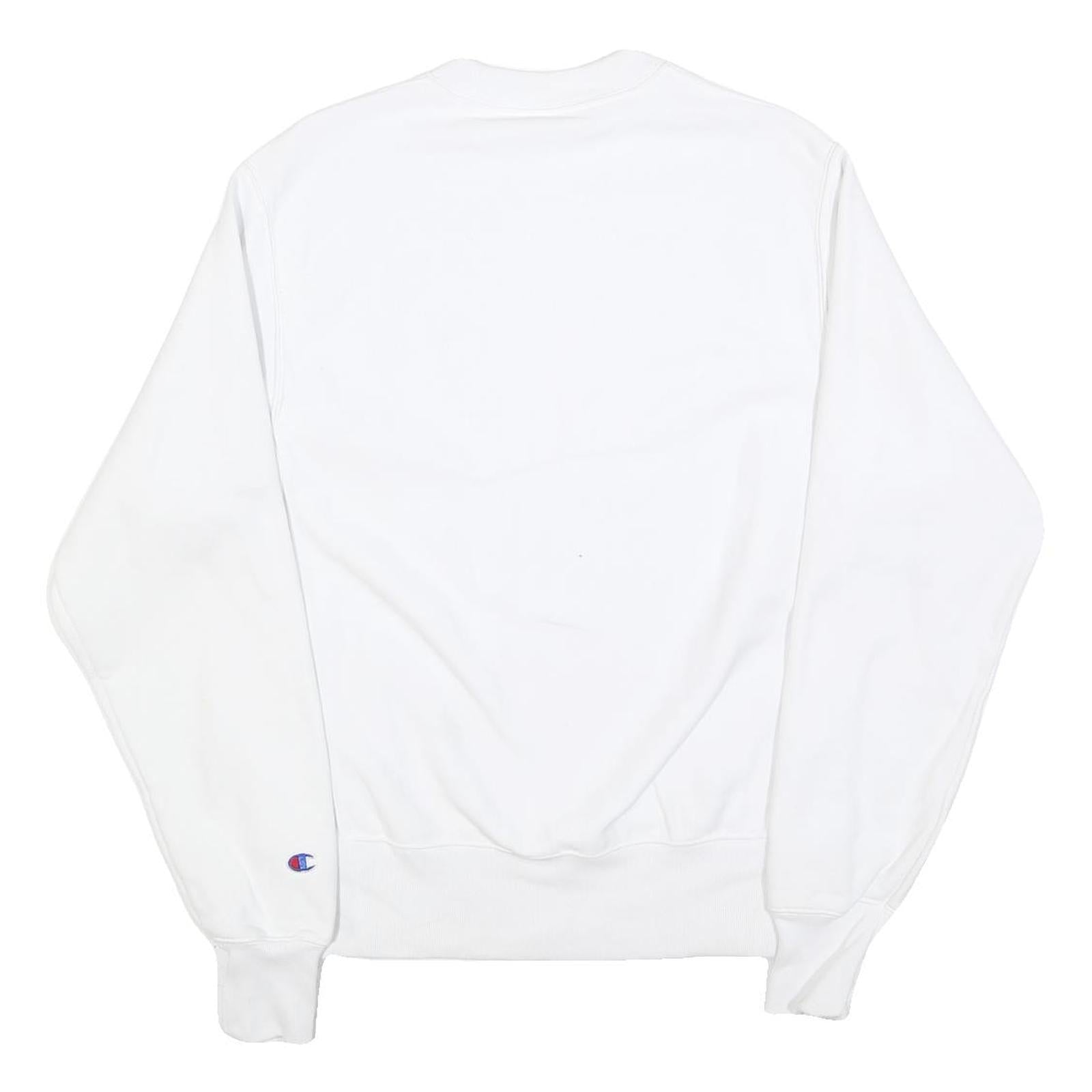 CHAMPION REVERSE WEAVE Mens White Crew Neck S Cotton Sweatshirt Classic Logo
