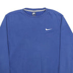 NIKE Mens Blue Crew Neck Sweatshirt L Cotton Blend Logo Casual Pullover