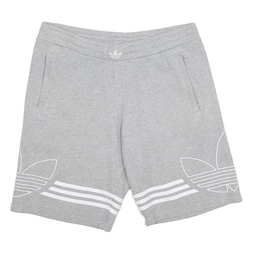 ADIDAS Mens Shorts Grey S W32 Cotton Casual Sportswear Logo Print
