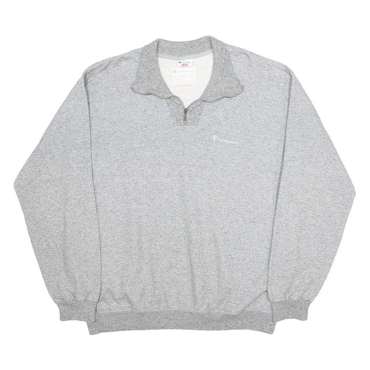 CHAMPION Mens Grey 1/4 Zip Sweatshirt 2XL Cotton Blend Pullover Casual Wear