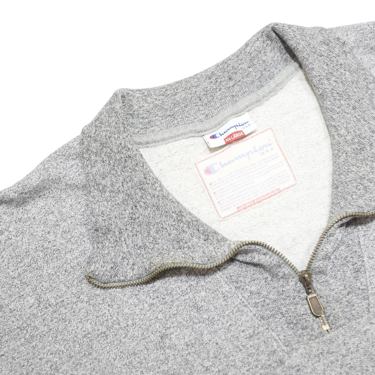 CHAMPION Mens Grey 1/4 Zip Sweatshirt 2XL Cotton Blend Pullover Casual Wear