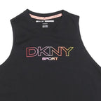 DKNY Womens Black Crop T-Shirt Sleeveless Crew Neck Sport Logo M