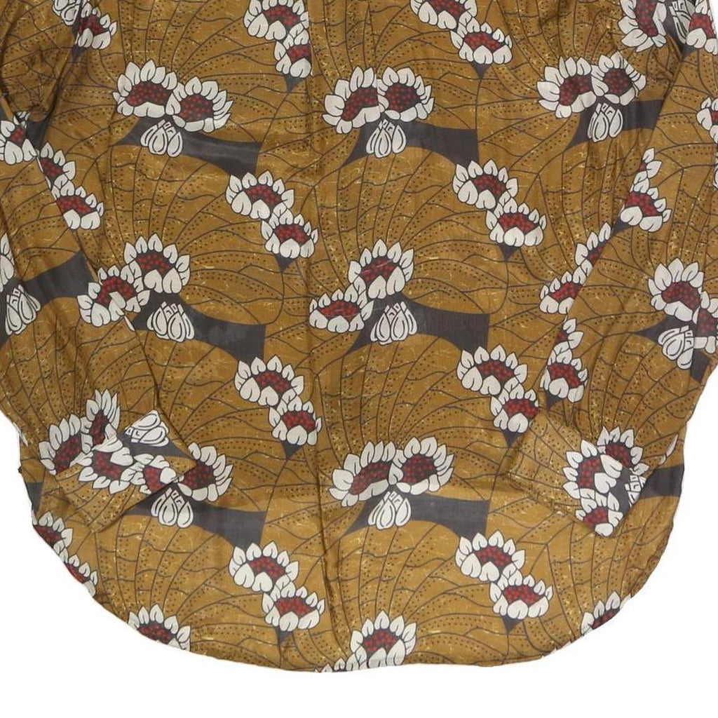 STELLA FORREST Womens Brown Printed Blouse Long Sleeve Round Neck L Relaxed Fit