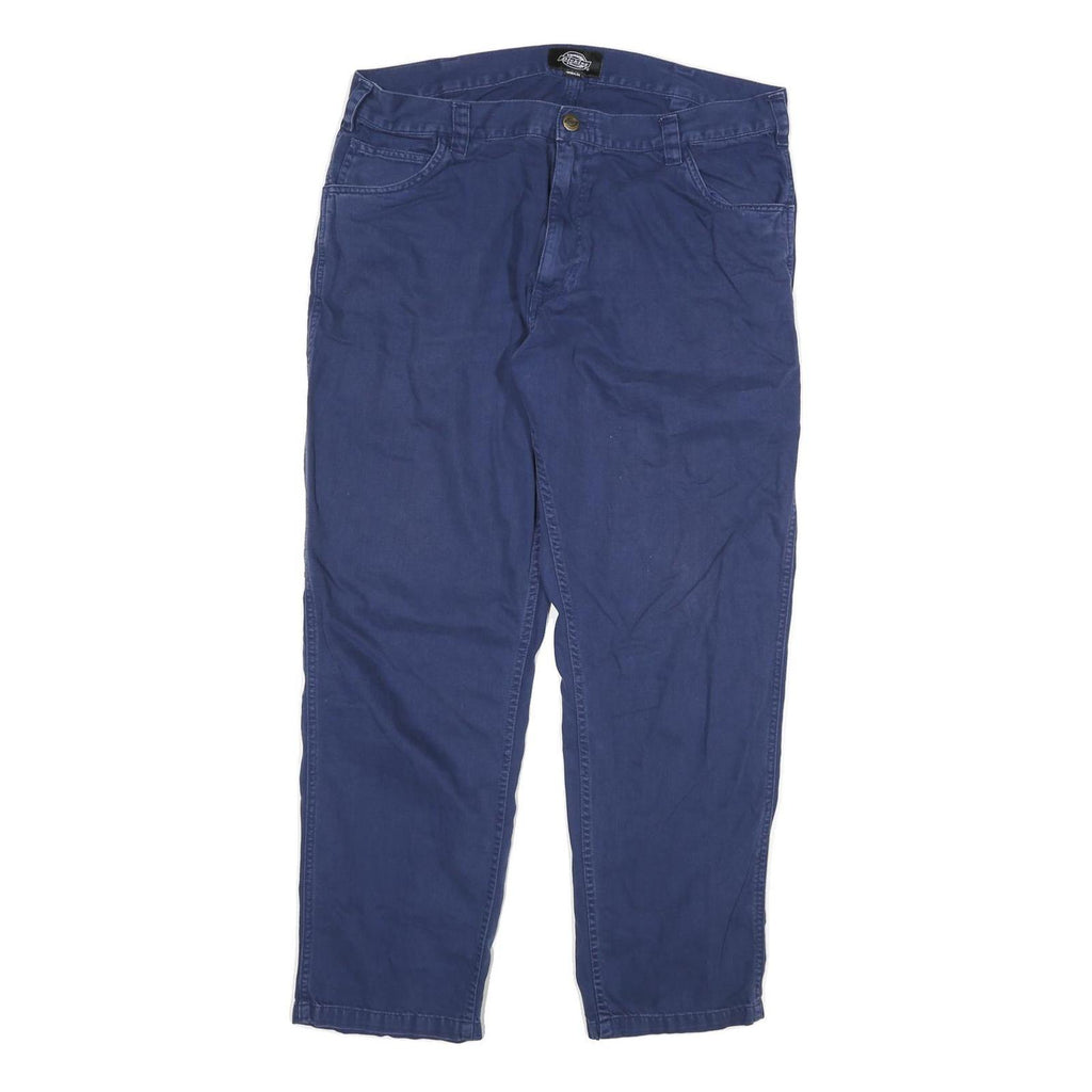 DICKIES Mens Cotton Blend Blue Regular Straight Trousers W36 L28 Casual Workwear