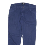 DICKIES Mens Cotton Blend Blue Regular Straight Trousers W36 L28 Casual Workwear