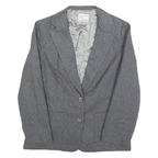 AVON FASHIONS Mens Grey Wool Blend Jacket S Button Closure Plain Stylish
