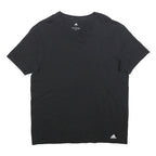 ADIDAS Mens Black V-Neck T-Shirt L Cotton Blend Casual Sportswear
