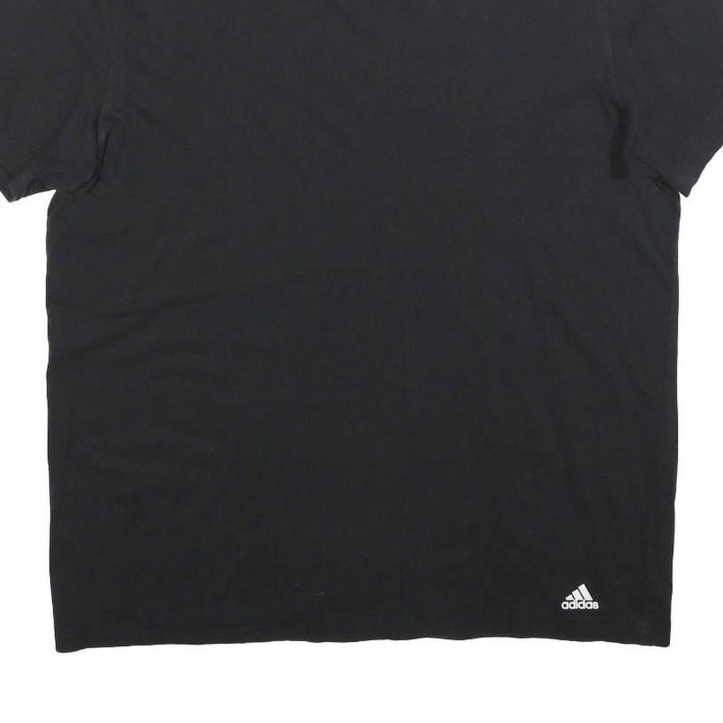 ADIDAS Mens Black V-Neck T-Shirt L Cotton Blend Casual Sportswear