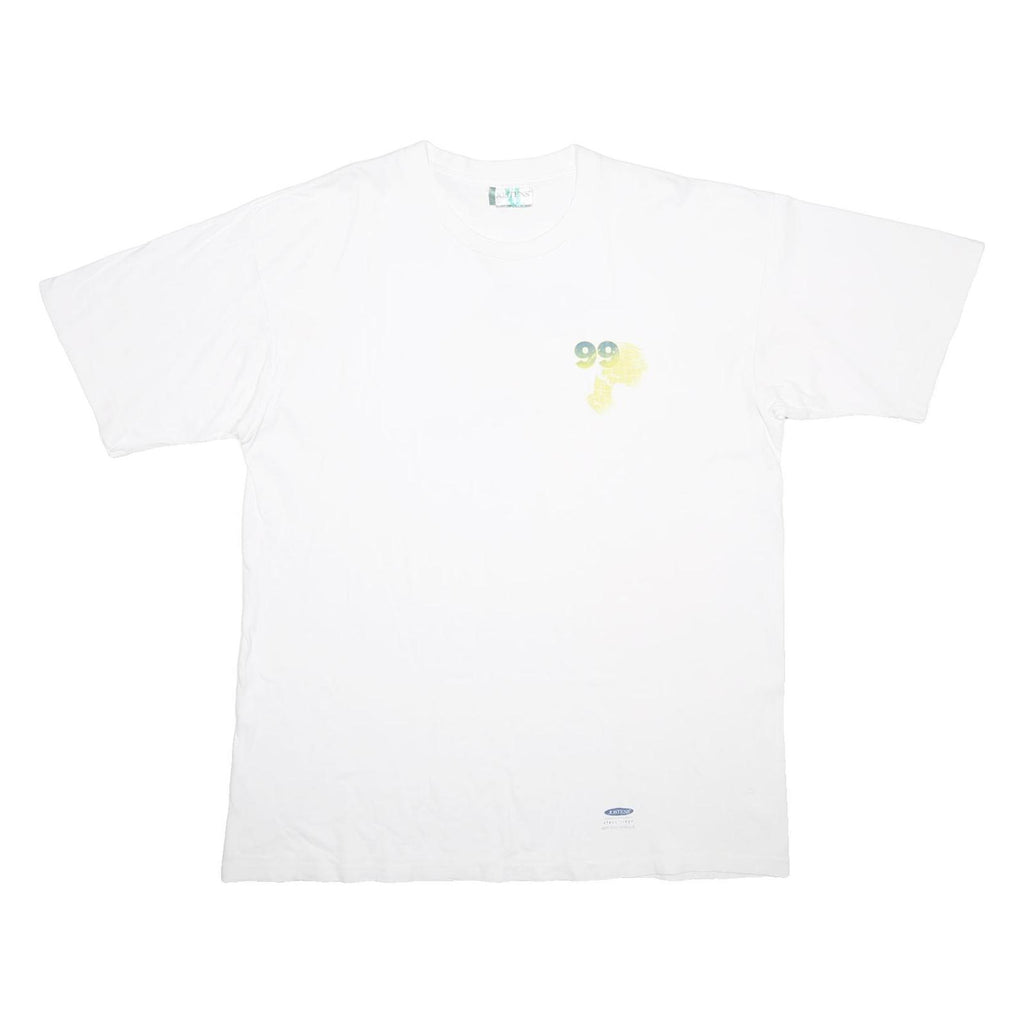 JOSTENS Mens White Graphic T-Shirt XL Short Sleeve Crew Neck Classic Cotton