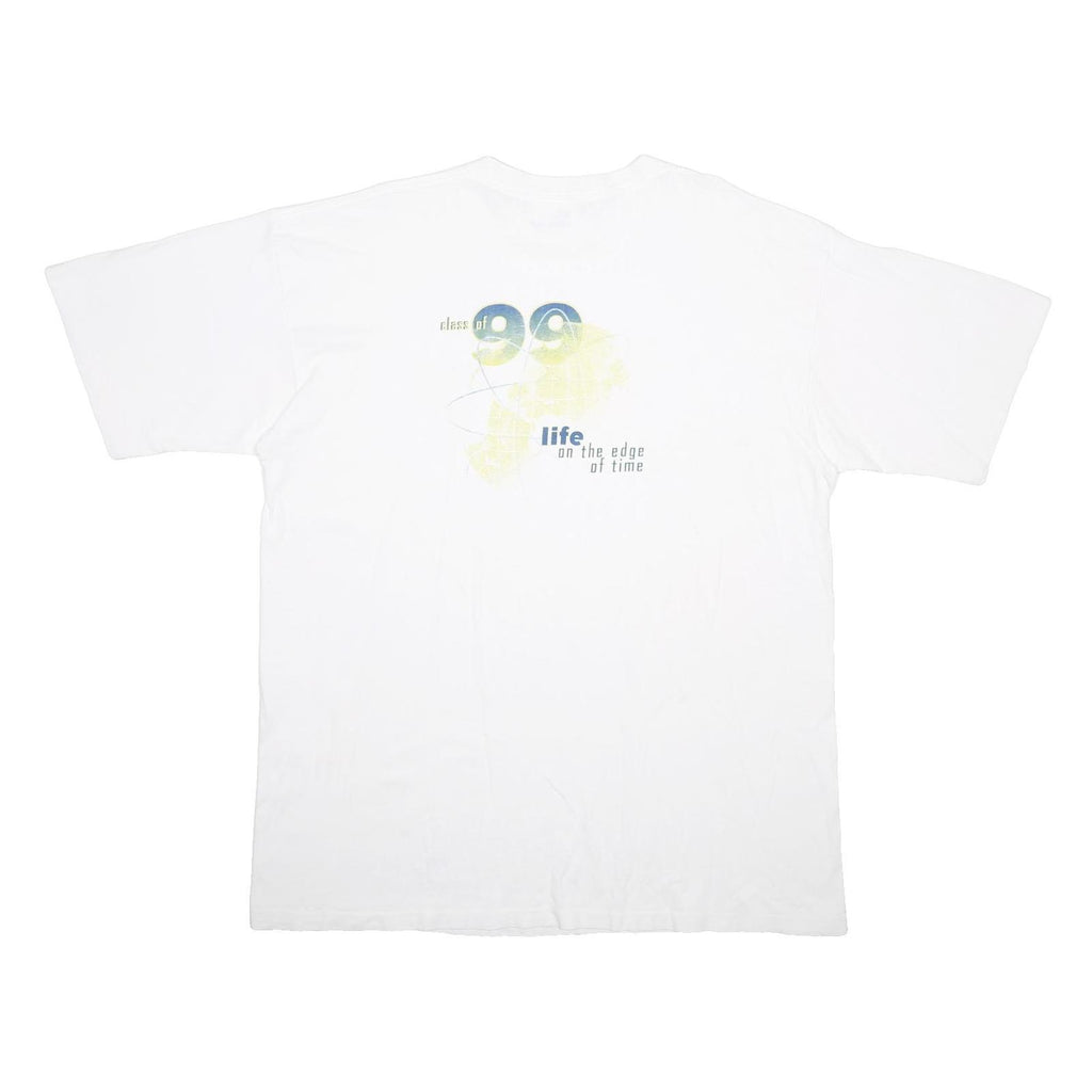 JOSTENS Mens White Graphic T-Shirt XL Short Sleeve Crew Neck Classic Cotton