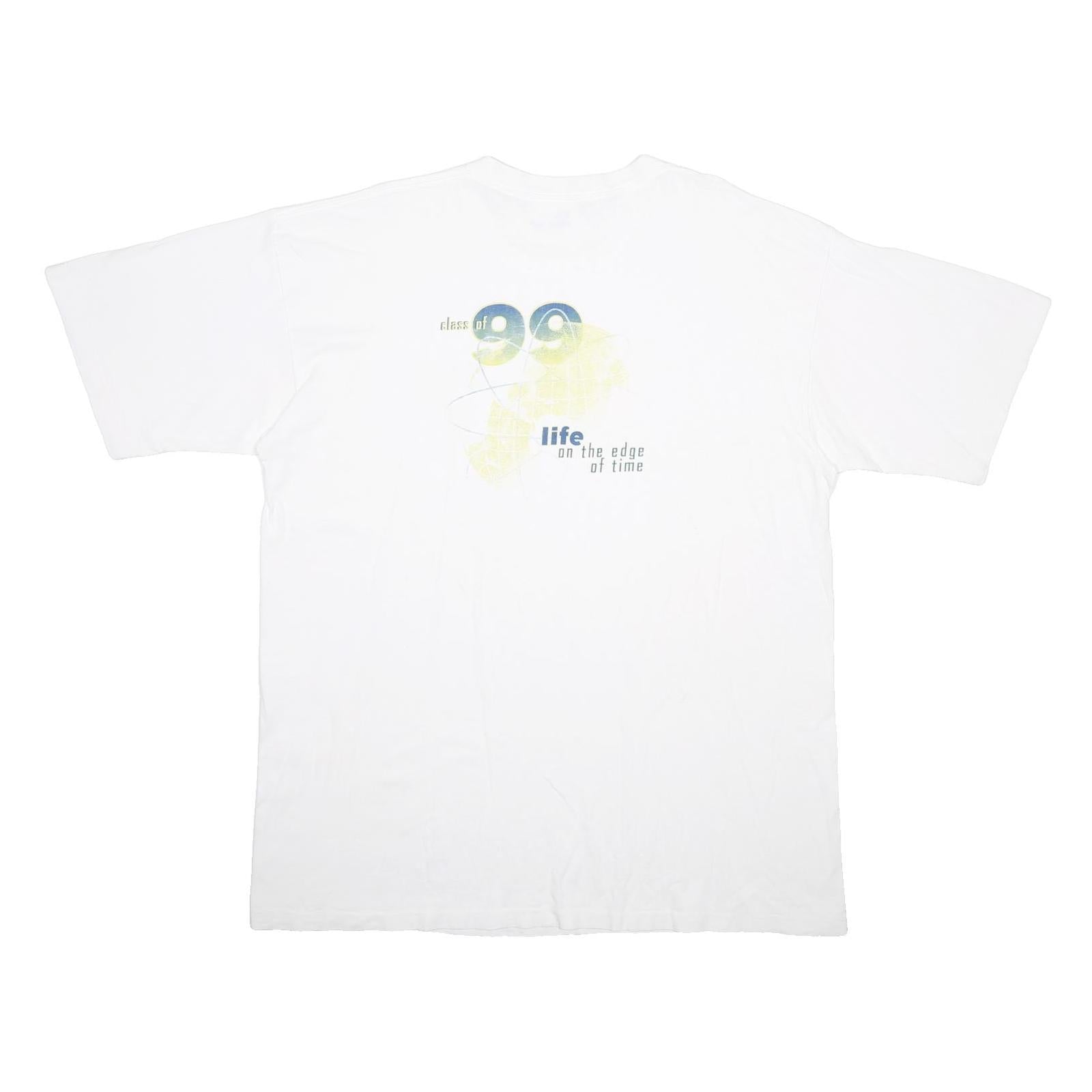 JOSTENS Mens White Graphic T-Shirt XL Short Sleeve Crew Neck Classic Cotton