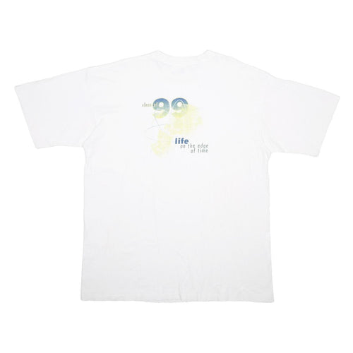 JOSTENS Mens White Graphic T-Shirt XL Short Sleeve Crew Neck Classic Cotton
