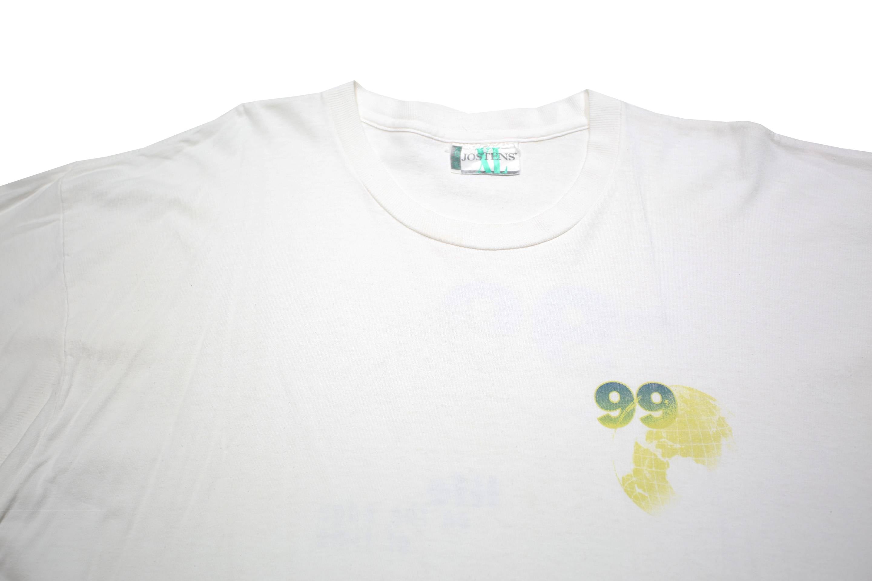 JOSTENS Mens White Graphic T-Shirt XL Short Sleeve Crew Neck Classic Cotton
