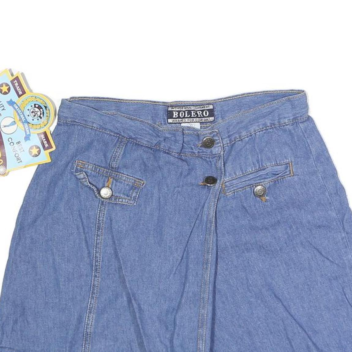 BOLERO Womens Blue Cotton Blend Mini Skort Denim Style Size S Casual Summer