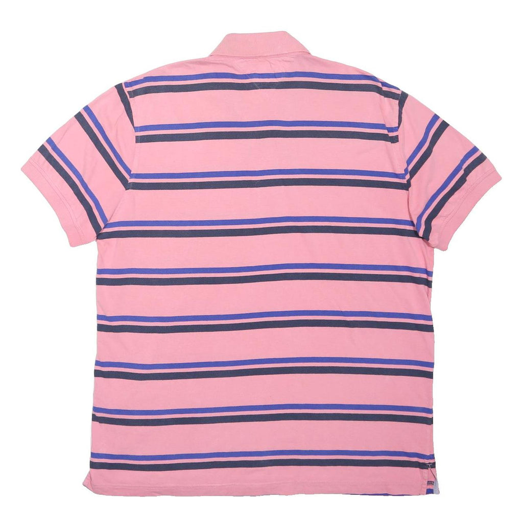 TOMMY HILFIGER Mens Pink & Blue Striped Short Sleeve Polo Shirt XL Casual