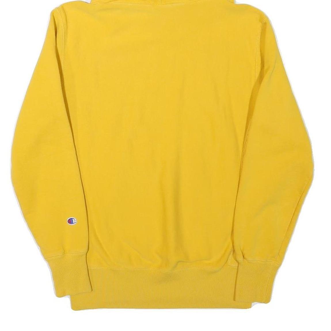 CHAMPION Mens Yellow Hoodie S Cotton Blend Pullover Casual Sweatshirt