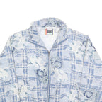 EVR Womens Blue & White Floral Silk Jacket L Lightweight Zip Closure