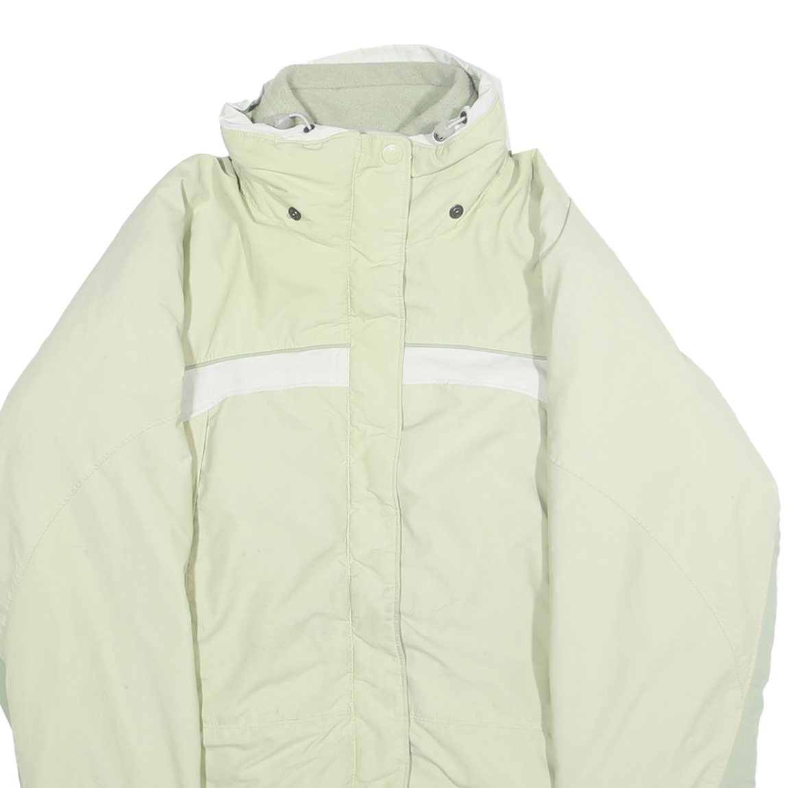 COLUMBIA Womens Cream & Light Green Outdoor Jacket M Polyamide Blend Plain Zip