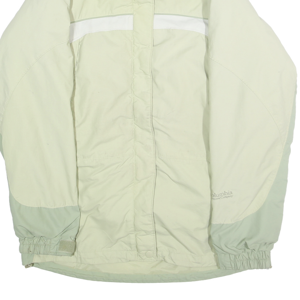 COLUMBIA Womens Cream & Light Green Outdoor Jacket M Polyamide Blend Plain Zip