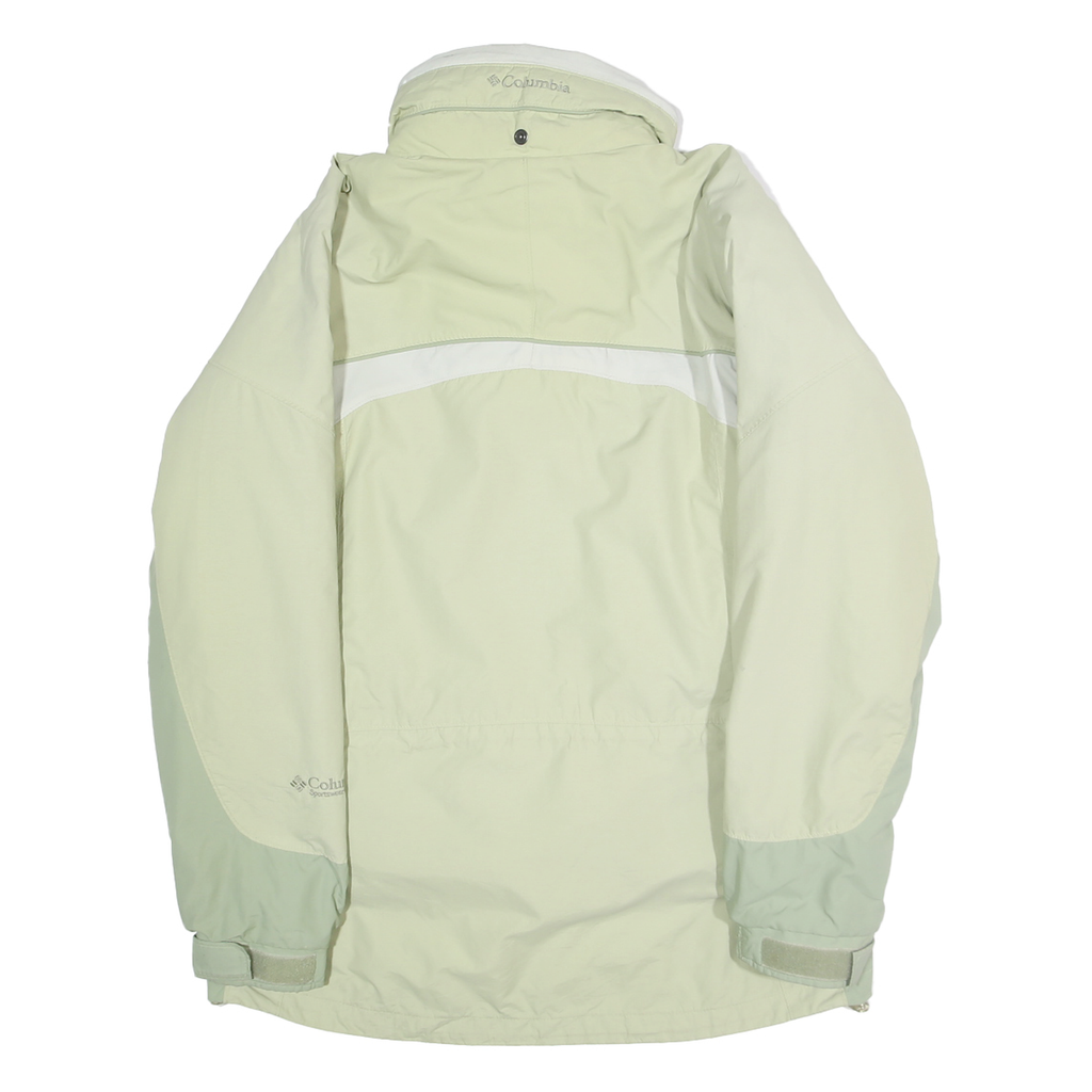 COLUMBIA Womens Cream & Light Green Outdoor Jacket M Polyamide Blend Plain Zip