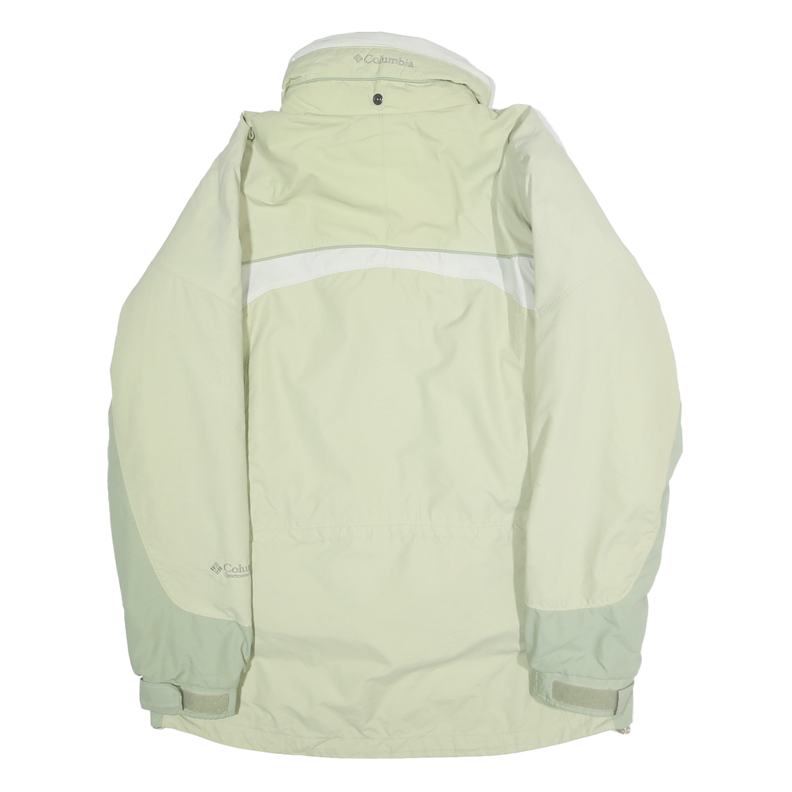 COLUMBIA Womens Cream & Light Green Outdoor Jacket M Polyamide Blend Plain Zip