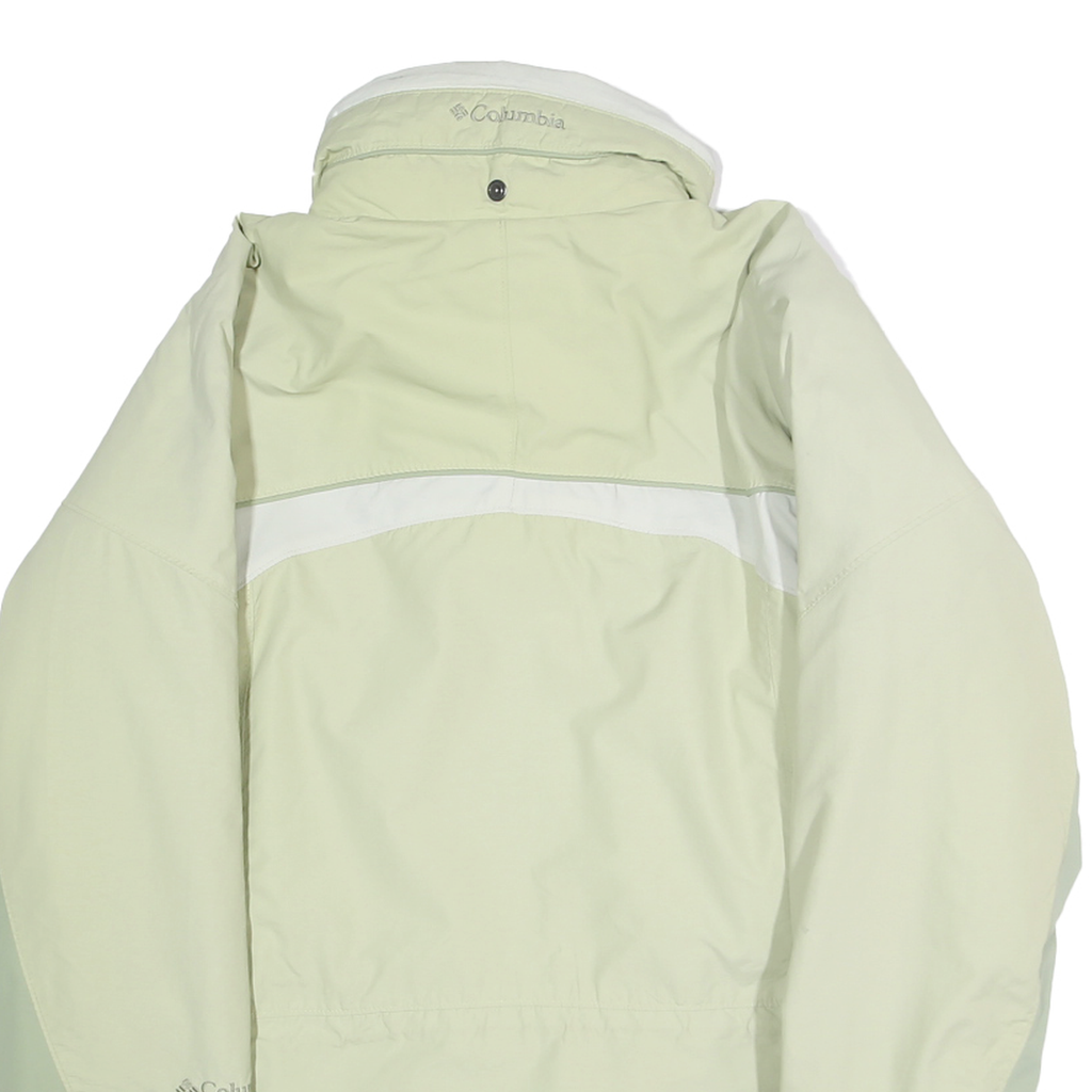 COLUMBIA Womens Cream & Light Green Outdoor Jacket M Polyamide Blend Plain Zip