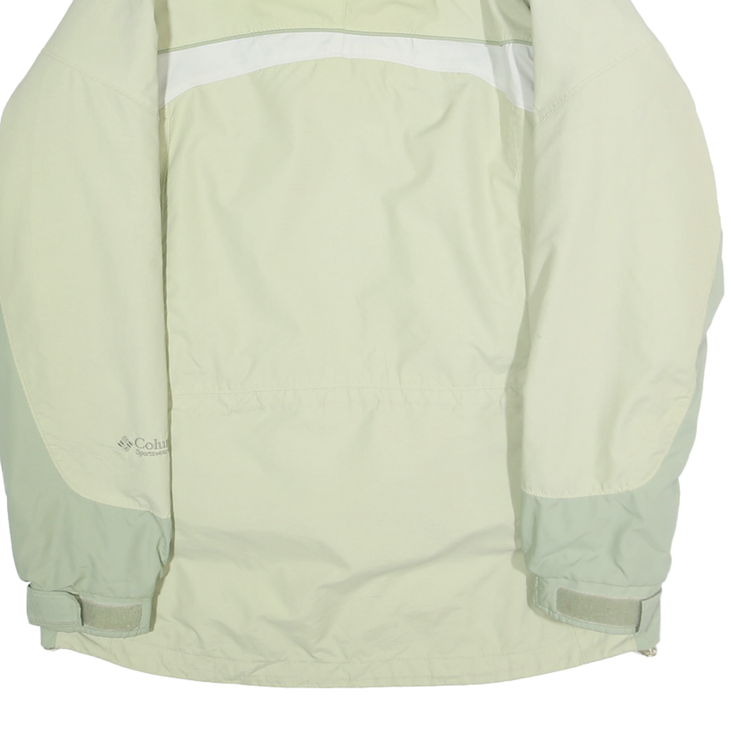 COLUMBIA Womens Cream & Light Green Outdoor Jacket M Polyamide Blend Plain Zip