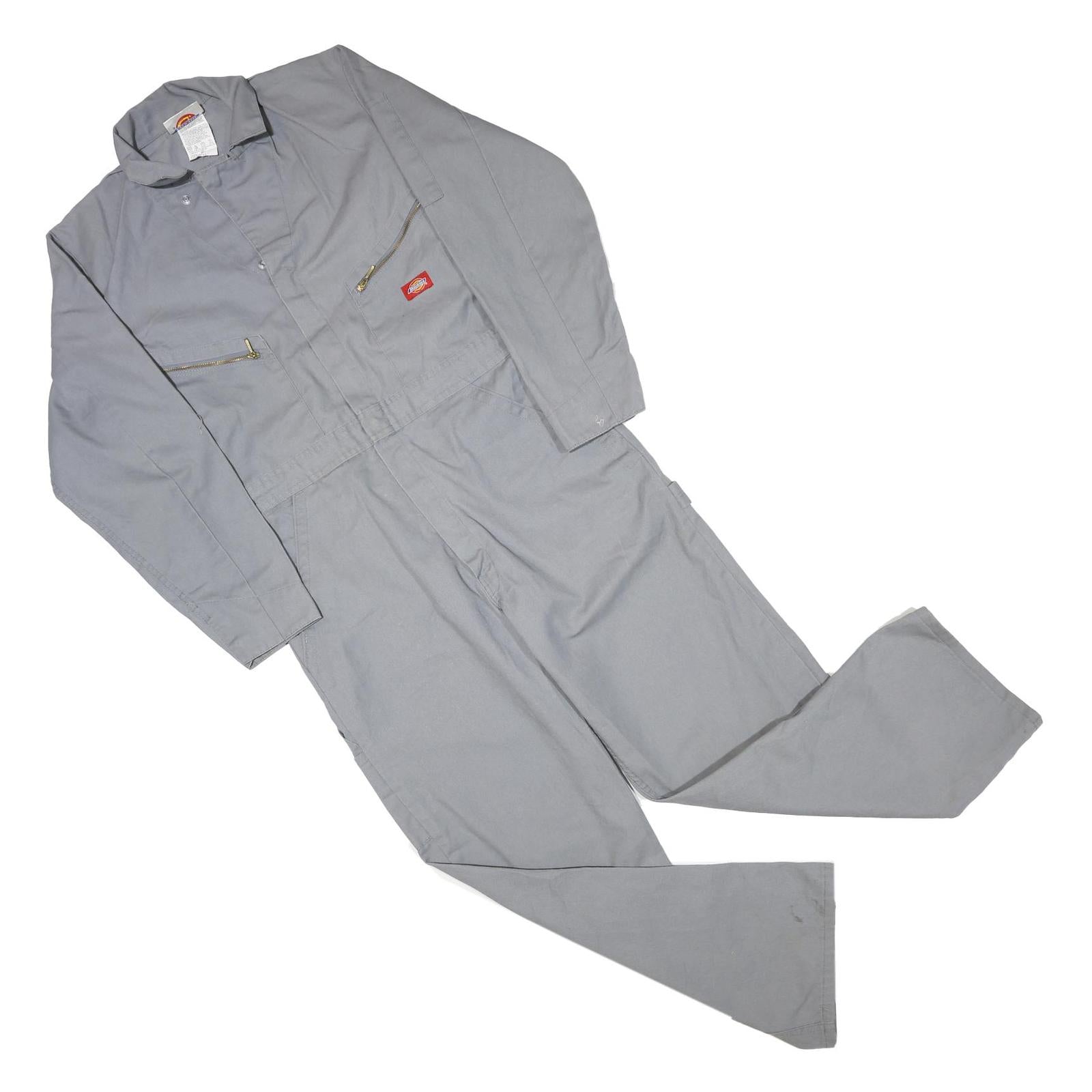 DICKIES Mens Grey Cotton Blend Classic Dungarees M W34 L28 Workwear Zipped