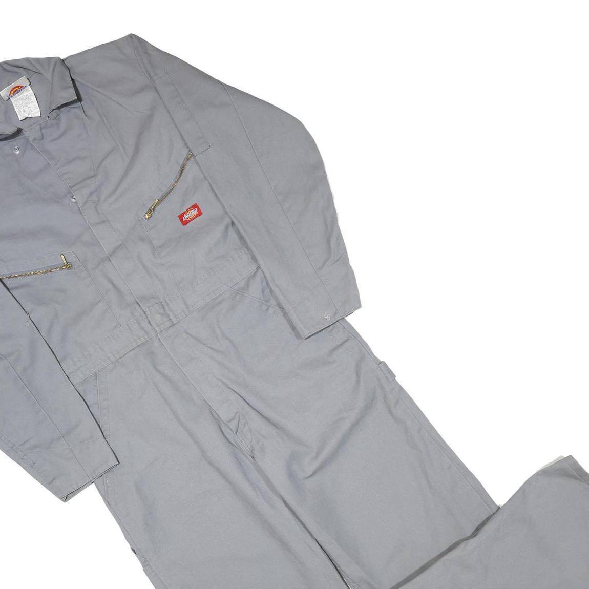 DICKIES Mens Grey Cotton Blend Classic Dungarees M W34 L28 Workwear Zipped