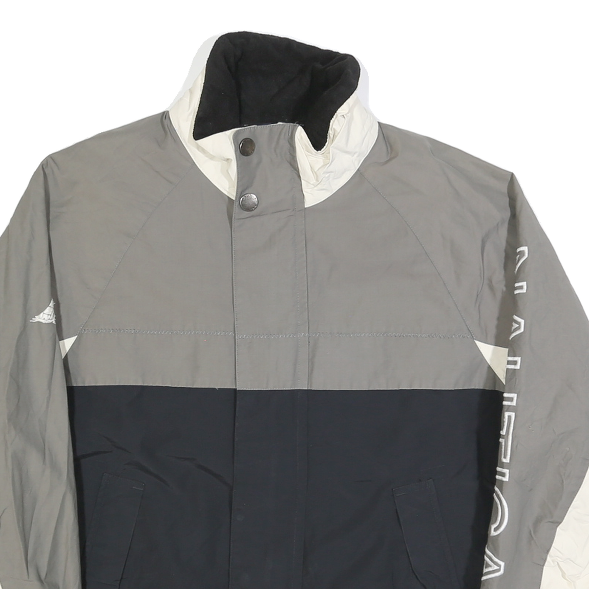 NAUTICA Mens Grey & White & Black Lightweight Zip Jacket S Polyester Blend