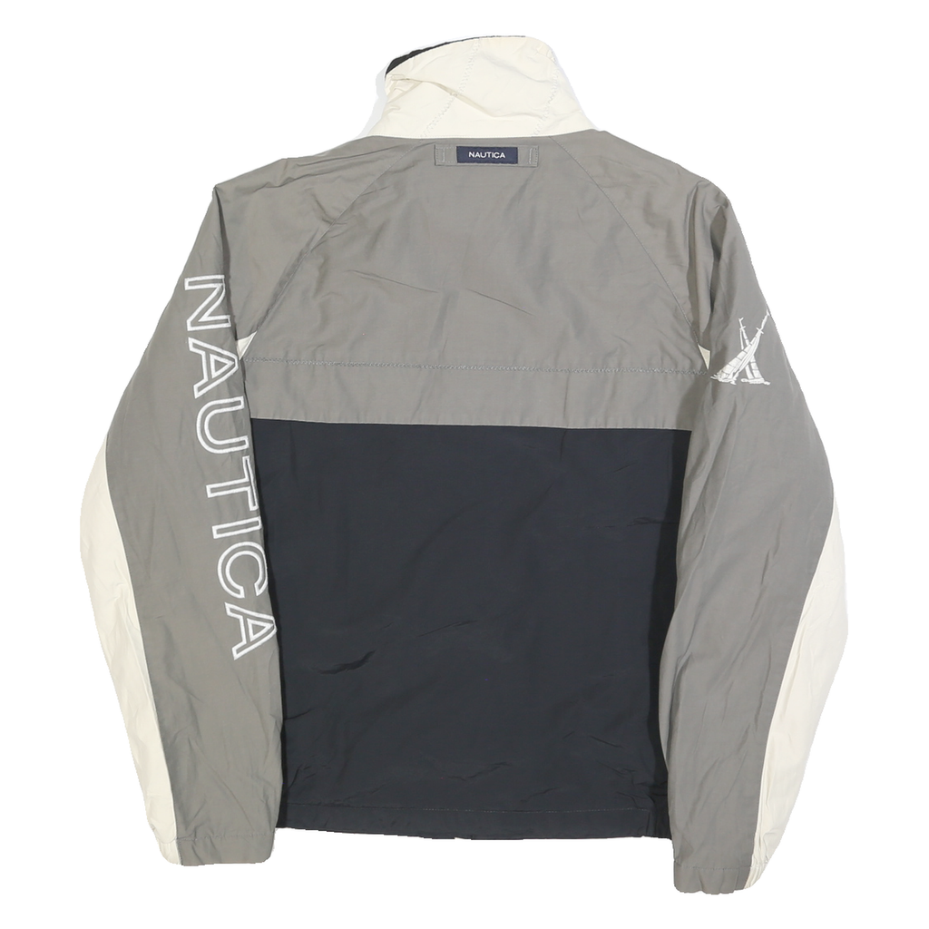 NAUTICA Mens Grey & White & Black Lightweight Zip Jacket S Polyester Blend