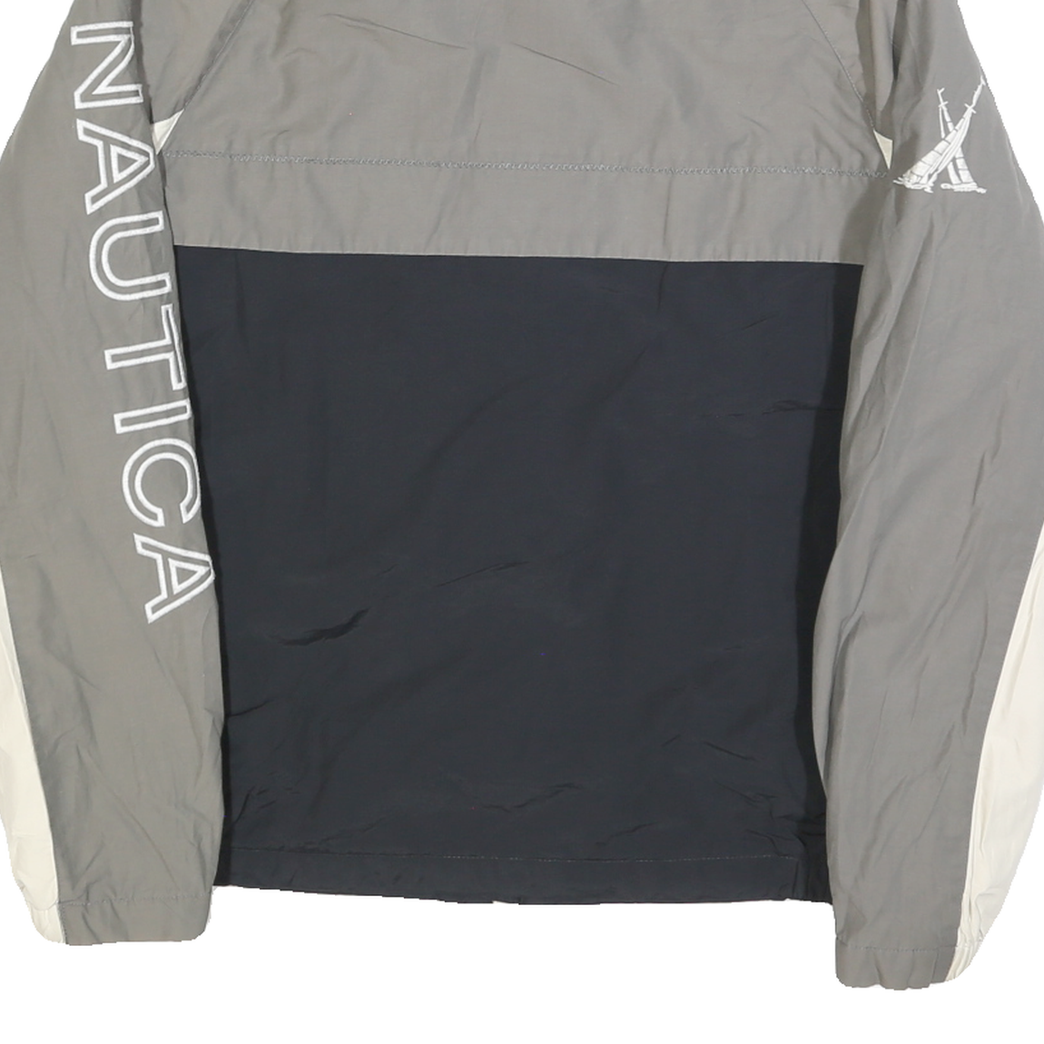 NAUTICA Mens Grey & White & Black Lightweight Zip Jacket S Polyester Blend